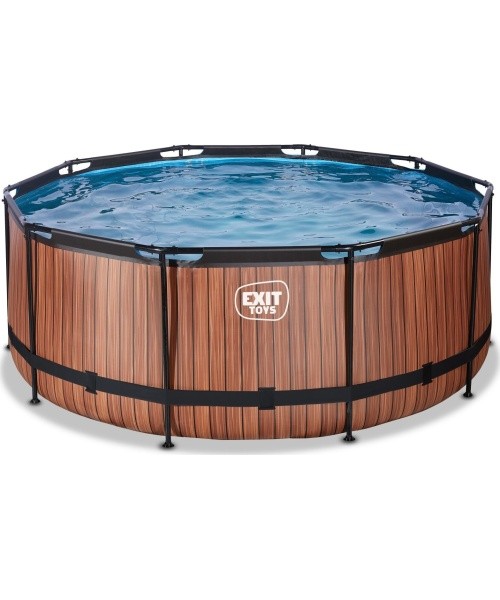 EXIT Wood pool ø360x122cm with sand filter pump - brown