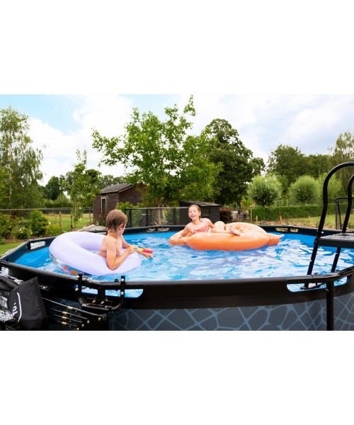 EXIT Wood pool ø360x122cm with sand filter pump - brown