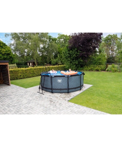 EXIT Wood pool ø360x122cm with sand filter pump - brown