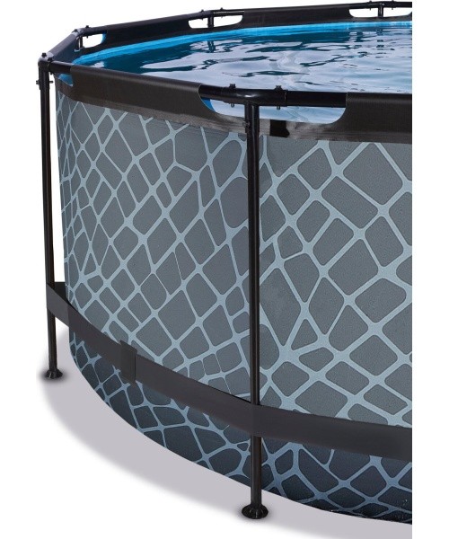 EXIT Stone pool ø360x122cm with sand filter pump - grey