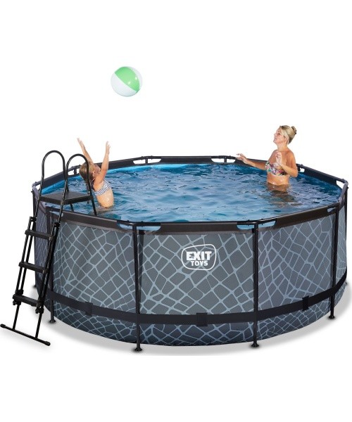 EXIT Stone pool ø360x122cm with sand filter pump - grey