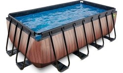 EXIT Wood pool 400x200x122cm with filter pump - brown