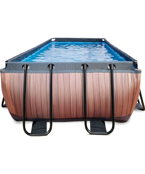 EXIT Wood pool 400x200x122cm with filter pump - brown