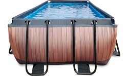 EXIT Wood pool 400x200x122cm with filter pump - brown