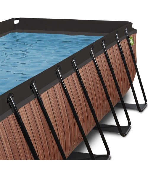 EXIT Wood pool 400x200x122cm with filter pump - brown