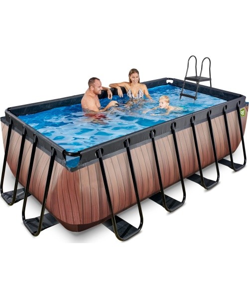 EXIT Wood pool 400x200x122cm with filter pump - brown