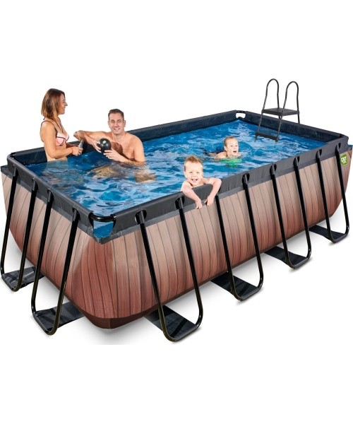 EXIT Wood pool 400x200x122cm with filter pump - brown