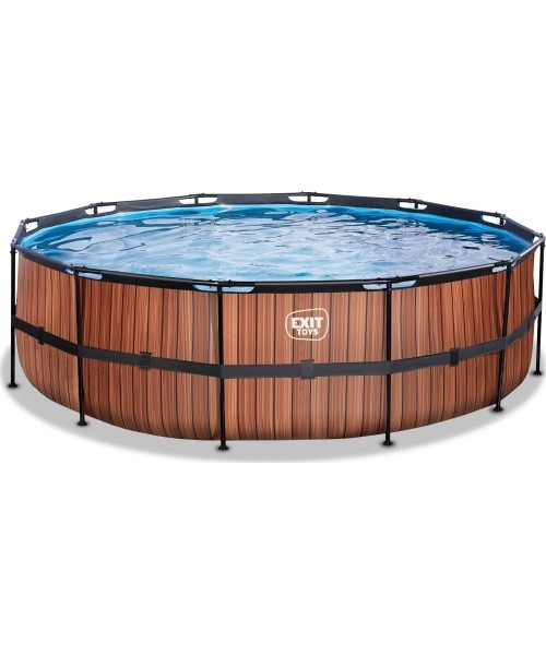 EXIT Wood pool ø488x122cm with filter pump - brown
