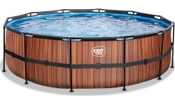 EXIT Wood pool ø488x122cm with filter pump - brown