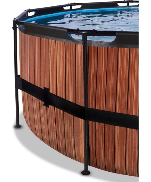 EXIT Wood pool ø488x122cm with filter pump - brown
