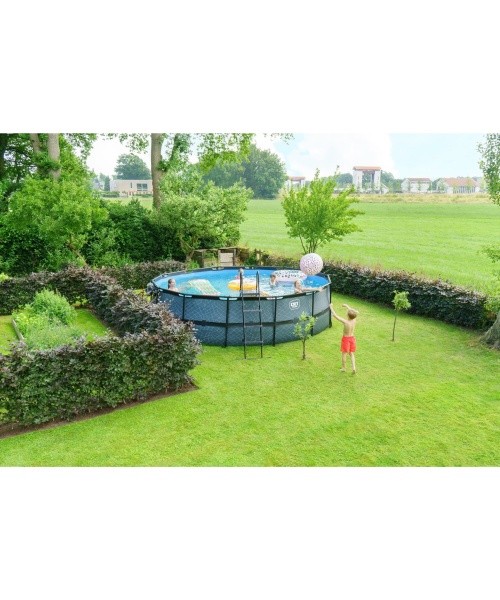 EXIT Wood pool ø488x122cm with filter pump - brown