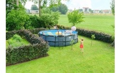 EXIT Wood pool ø488x122cm with filter pump - brown