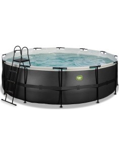 EXIT Black Leather pool ø450x122cm with filter pump - black