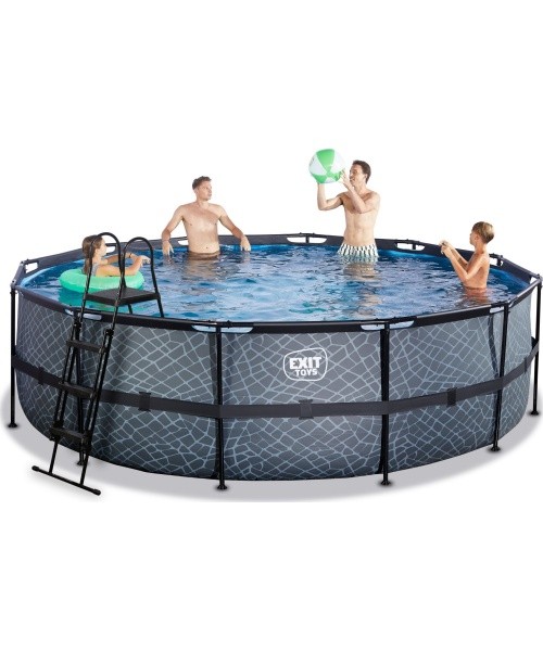 EXIT Stone pool ø488x122cm with filter pump - grey