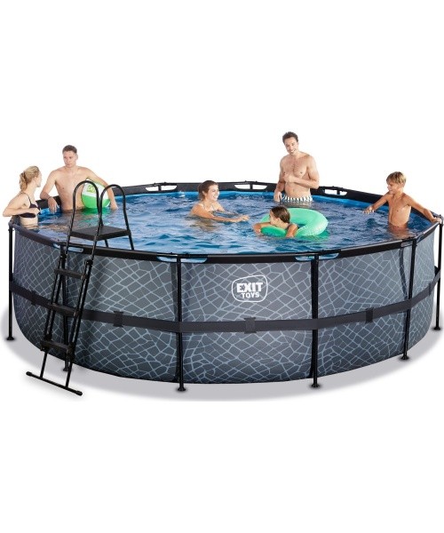 EXIT Stone pool ø488x122cm with filter pump - grey