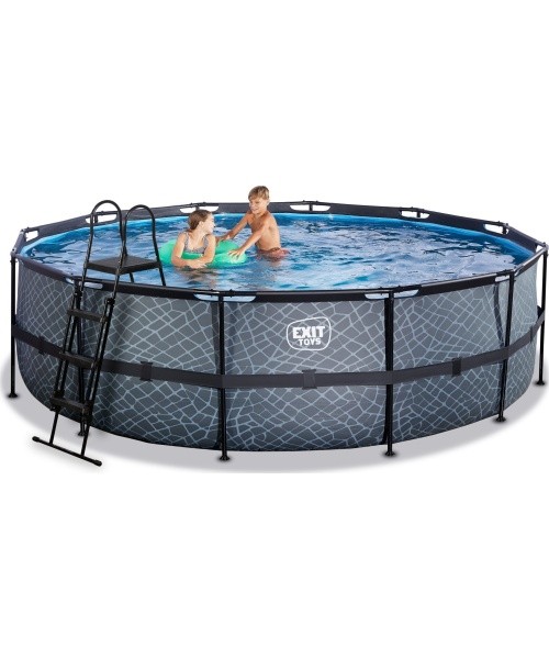 EXIT Stone pool ø488x122cm with filter pump - grey