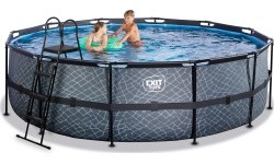 EXIT Stone pool ø488x122cm with filter pump - grey