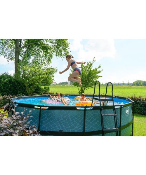 EXIT Stone pool ø488x122cm with filter pump - grey