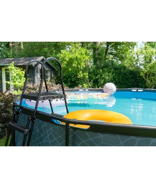 EXIT Stone pool ø488x122cm with filter pump - grey
