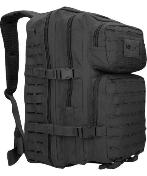 US BLACK LASER CUT ASSAULT BACKPACK LG