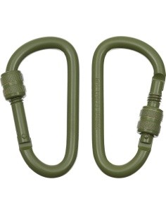 Carabiner D MFH Screw Lock - Green, 8mmx8cm