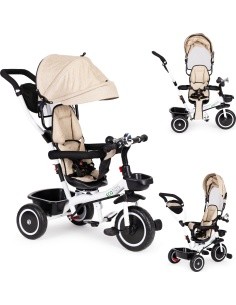 Kolmerattaline jalgratas-vanker pöörleva istmega Eco Toys, beež
