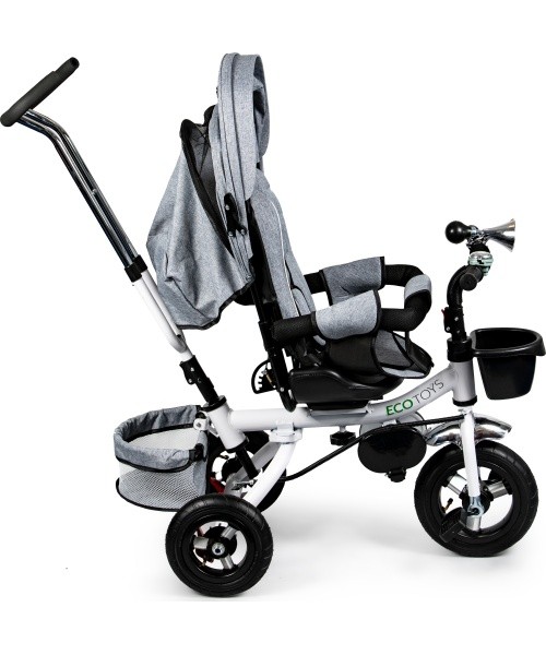 Turning tricycle 360° Grey Delux with canopy ECOTOYS