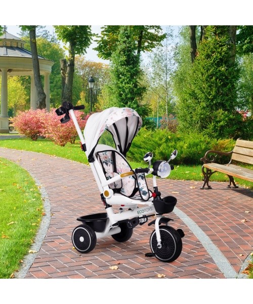 Children's tricycle stroller swivel seat pusher canopy ECOTOYS