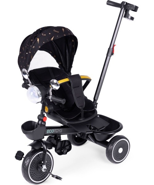 Children's tricycle stroller swivel seat pusher black ECOTOYS
