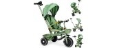 Tricycle stroller tricycle 2-in-1 swivel seat folding canopy green - ECOTOYS
