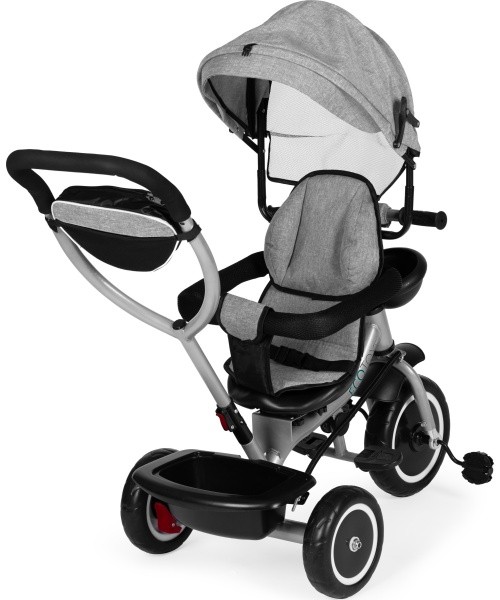 Tricycle stroller 2-in-1 swivel seat folding canopy - grey ECOTOYS
