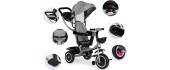 Tricycle stroller 2-in-1 swivel seat folding canopy - grey ECOTOYS