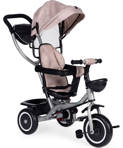 Tricycle stroller 2-in-1 swivel seat folding canopy - beige ECOTOYS