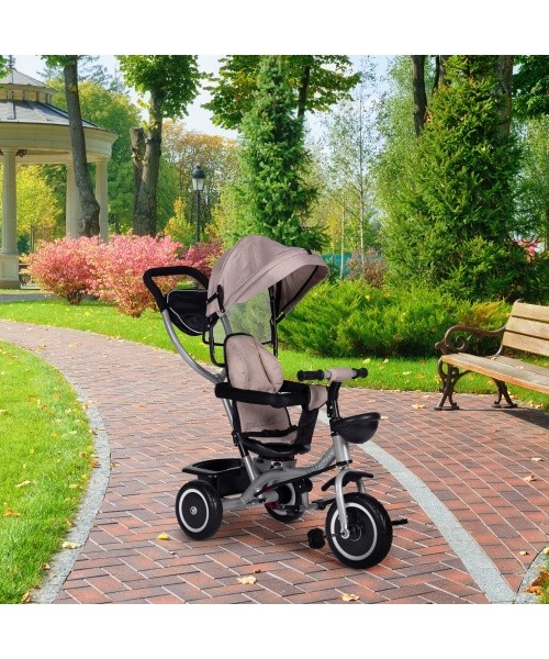 Tricycle stroller 2-in-1 swivel seat folding canopy - beige ECOTOYS