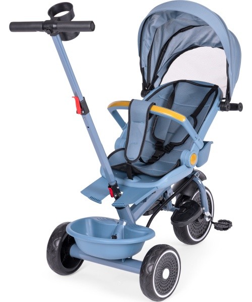 Tricycle stroller tricycle 2-in-1 swivel seat folding canopy blue - ECOTOYS