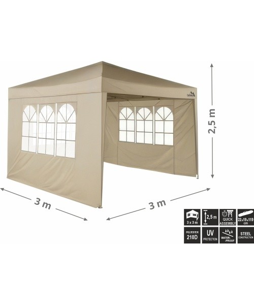 Kokkupandav peovarjualus PALACE 3x3 m külgseintega, beež, veekindel