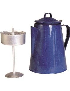 BLUE COFFE POT ENAMELLED WITH PERCOLATOR (8 CUPS)