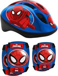 Laste kiivri ja kaitsmete komplekt Spiderman
