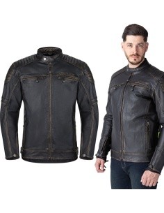 Leather Motorcycle Jacket W-TEC Mungelli EVO - Vintage černo-hnědá