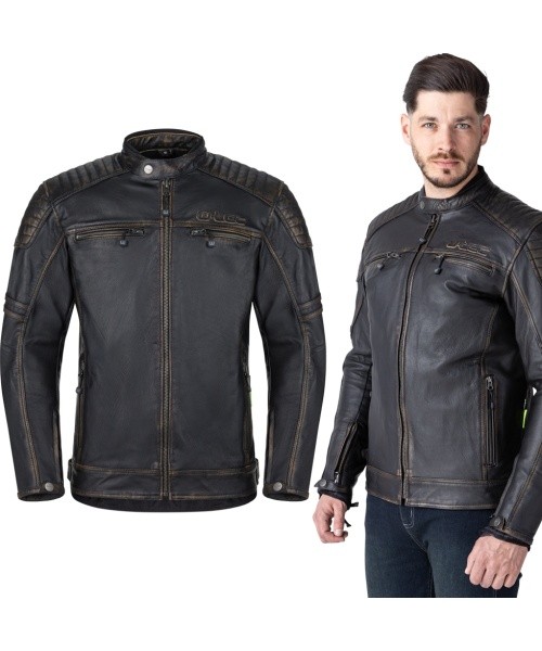 Leather Motorcycle Jacket W-TEC Mungelli EVO - Vintage černo-hnědá