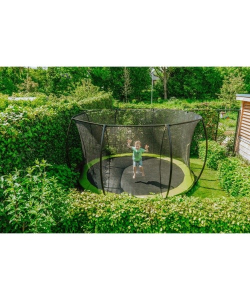 EXIT Silhouette ground trampoline ø427cm with safety net - green Outdoor Round Coil spring Sunken trampoline