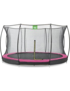 EXIT Silhouette ground trampoline ø366cm with safety net - pink Outdoor Round Coil spring Sunken trampoline