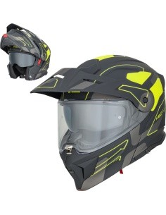 3-in-1 Flip-Up Motorcycle Helmet W-TEC Neovu Graphic - Black-Fluo