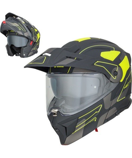 Kolm-ühes avatav mootorrattakiiver W-TEC Neovu Graphic - Black-Fluo