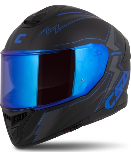 Mootorrattakiiver Cassida Integral GT 2.1 Flash, mattmust / metallik sinine / tumehall