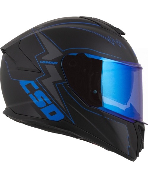 Mootorrattakiiver Cassida Integral GT 2.1 Flash, mattmust / metallik sinine / tumehall