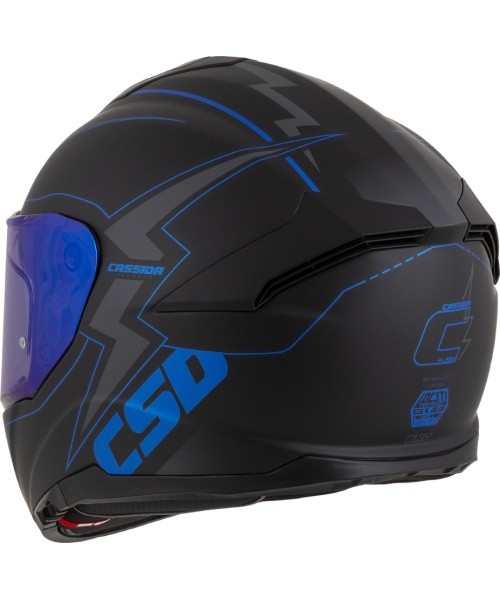 Mootorrattakiiver Cassida Integral GT 2.1 Flash, mattmust / metallik sinine / tumehall