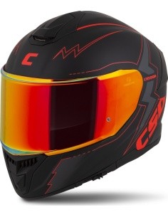 Mootorrattakiiver Cassida Integral GT 2.1 Flash mattmust / metallikpunane / tumehall
