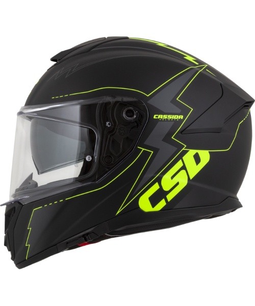 Mootorrattakiiver Cassida Integral GT 2.1 Flash mattmust / fluorestseeruv kollane / tumehall
