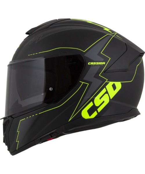 Mootorrattakiiver Cassida Integral GT 2.1 Flash mattmust / fluorestseeruv kollane / tumehall